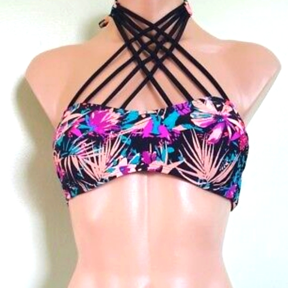 💎Hula Honey Tropical Splash Strappy Bikini Top in size S - Picture 7 of 15